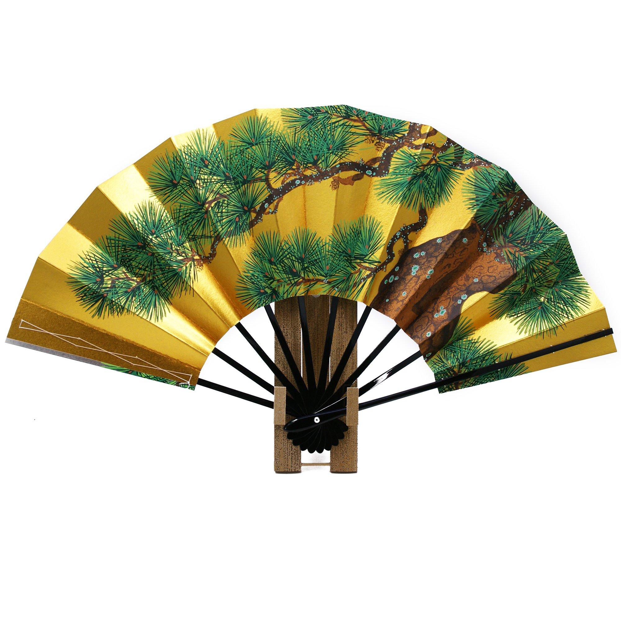 

Осака Чосейдо Декоративный веер дюймы 29см Сделано в Японии Киотский веер Зарубежный сувенир Оригинальный набор с ароматным саше Бумажная коробка Подставка для веера 9.5 (Сосна)