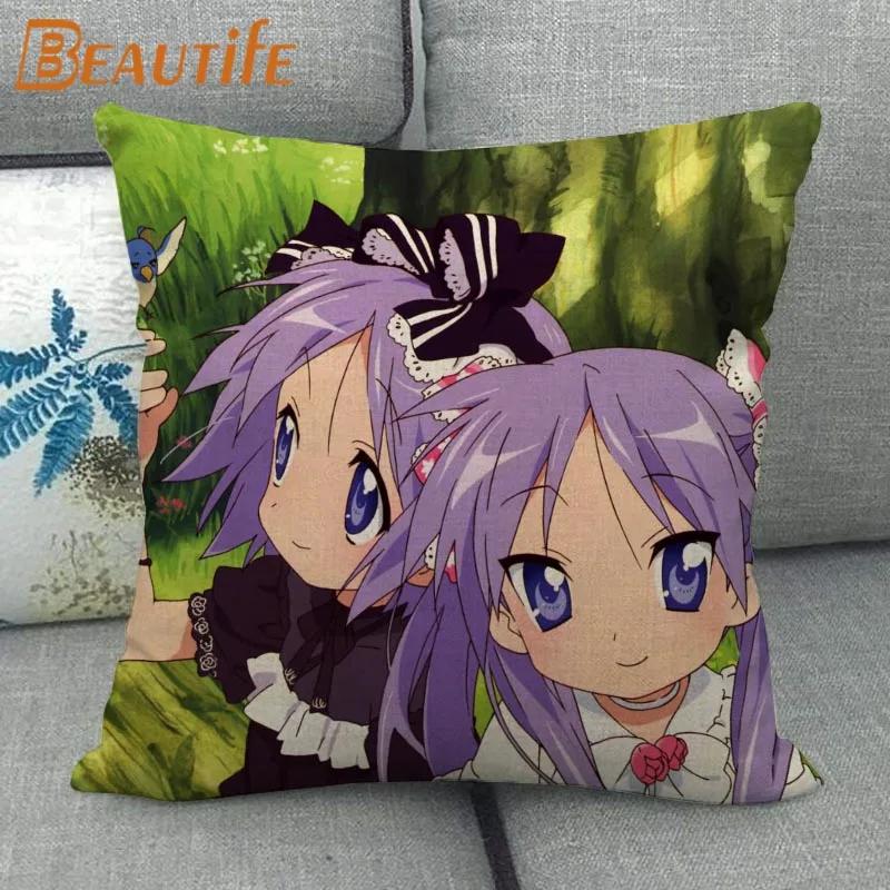 Custom Lucky Star Pillowcase Cartoon Girl Wedding Decorative Cotton Linen Pillow Case for Home Pillow Cover 45X45cm One Side