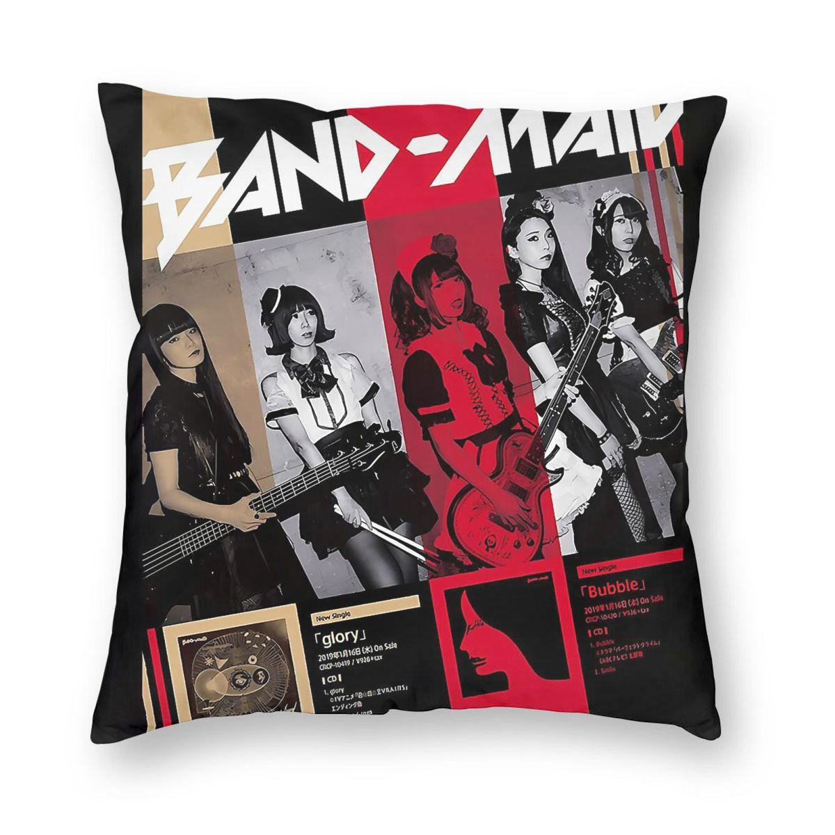 Band-Maid Maid Rock Pillowcase Polyester Linen Velvet Pattern Zip Decorative Home Cushion Cover 18 Peach skin 18*18(CM)-1Pcs