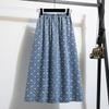 Retro Denim Skirt for Women High-Waisted A-Line Washed Midi Denim Skirt With Pockets Long Jean Skirts Women's Pleated Flowy Swing A-line Denim Skirts