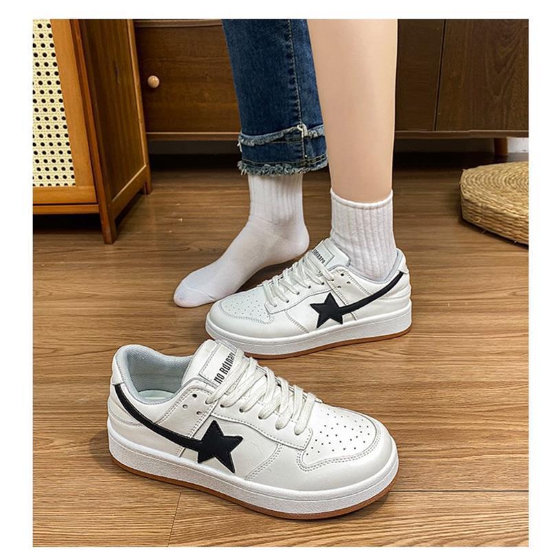 White Dark Blue Color Matching Niche Board Shoes Women's Autumn New Versatile Sports and Leisure White Shoes