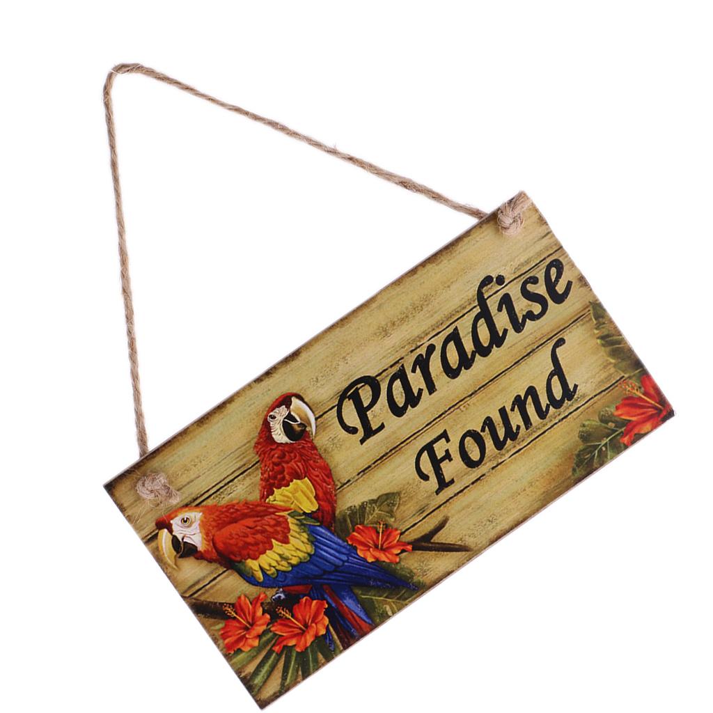 Holzschild Hängeschild Rustikal Willkommen im Paradies Wandplakette Gravierte Dekoration für Zuhause Café