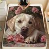 Labrador Retriever und Rosen, Muster Flanelldecke, Hohe Qualität, Bequem für Alle Jahreszeiten, Heimdekoration, Wärme und Komfort, Perfekt für Geschenke.