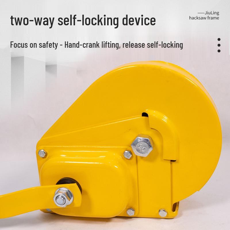 Hand Crank Winch, Two-Way Self-Locking with Brake, 800 lb Puller, High Carbon Steel Manual Winch