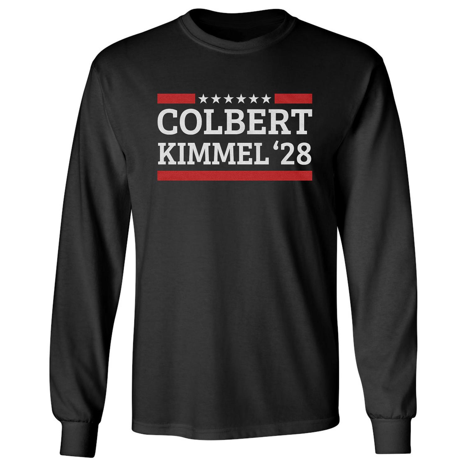 Colbert Kimmel 2028 Funny Election Style Long Sleeve T-Shirt S