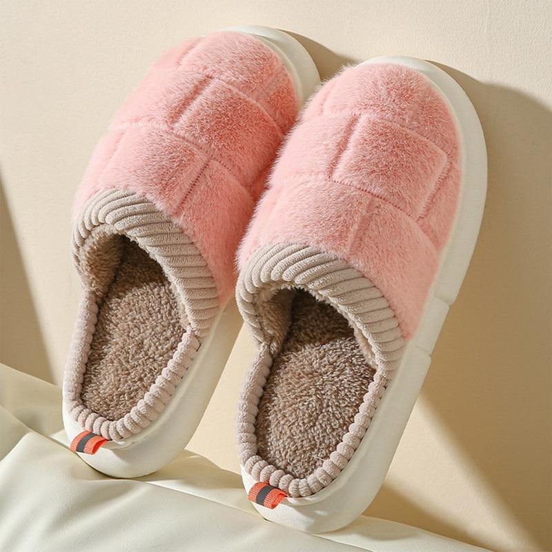 Winter Warm Cotton Slippers Thick Soft Sole Slippers Men Women Indoor Floor Flat Home Non-slip Shoes Flip Flops Couple Slippers