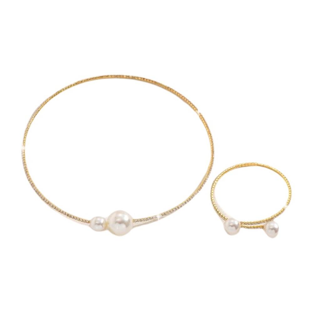 Openable Bracelet Bridal Jewelry Sets Adjustable Rhinestones Necklace Bracelet  Gift