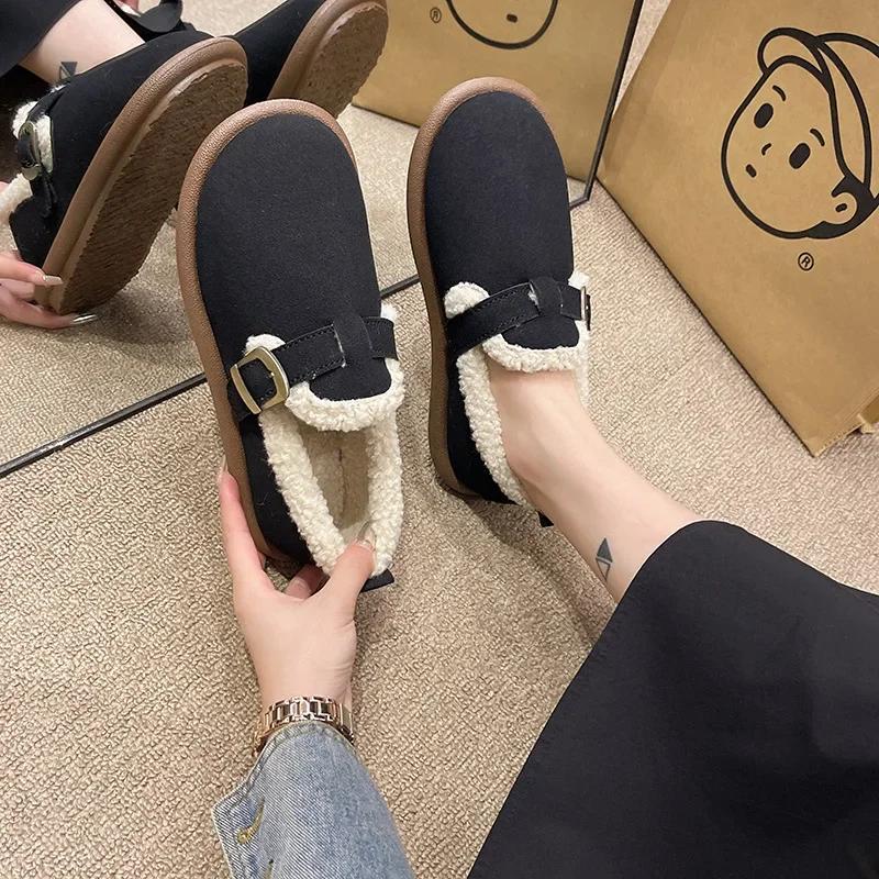 Обувь для женщин Tabi Round Toe Flat Womens Snow Boots Loafers Black Elegant And Fashion Hot Pu Style Offer Lamb Gothic 35 4827₽