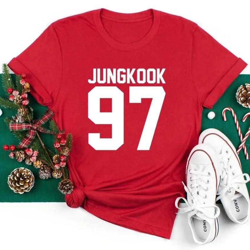 Fashion Jungkook letter printed short sleeved Womens casual daily versatile summer round neck Tshirt