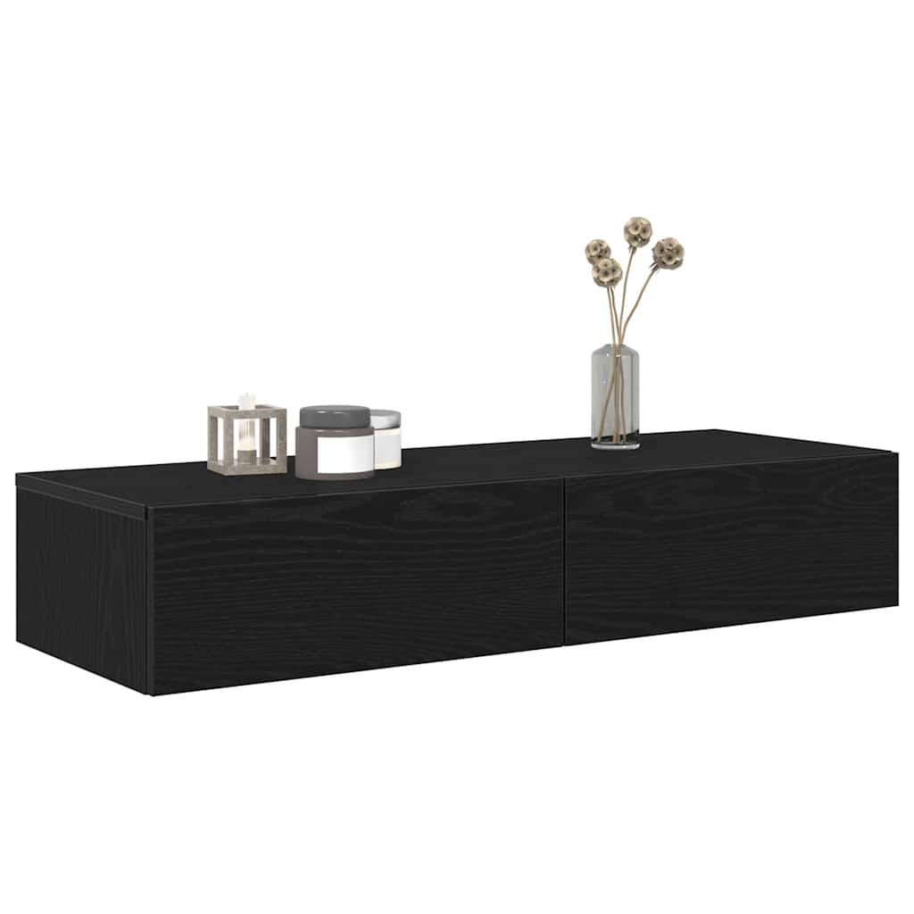 Vidaxl Mensola da Parete con Cassetti, Nera, 100X36X19 Cm