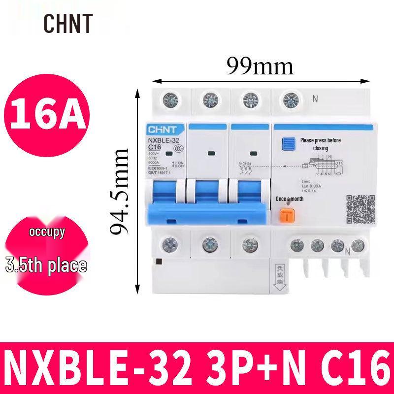Chint Leakage Protector Circuit Breaker: 2P, 1P3P+N, 4P with Leakage Protection (32A, 20A, 40A, 63A) Air Switch