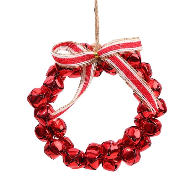 Metal Christmas Bell Decoration 13x20cm Small Christmas Wreath For Front Door Christmas Tree Holiday Hanging Decoration