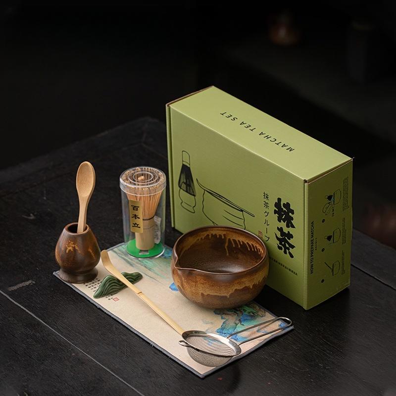 

8PCS Ancient Kiln Matcha Japanese Style Tea Ceremony Complete Set Of Matcha Making Tools Tea Maker Matcha Accessories Eight-piece Set