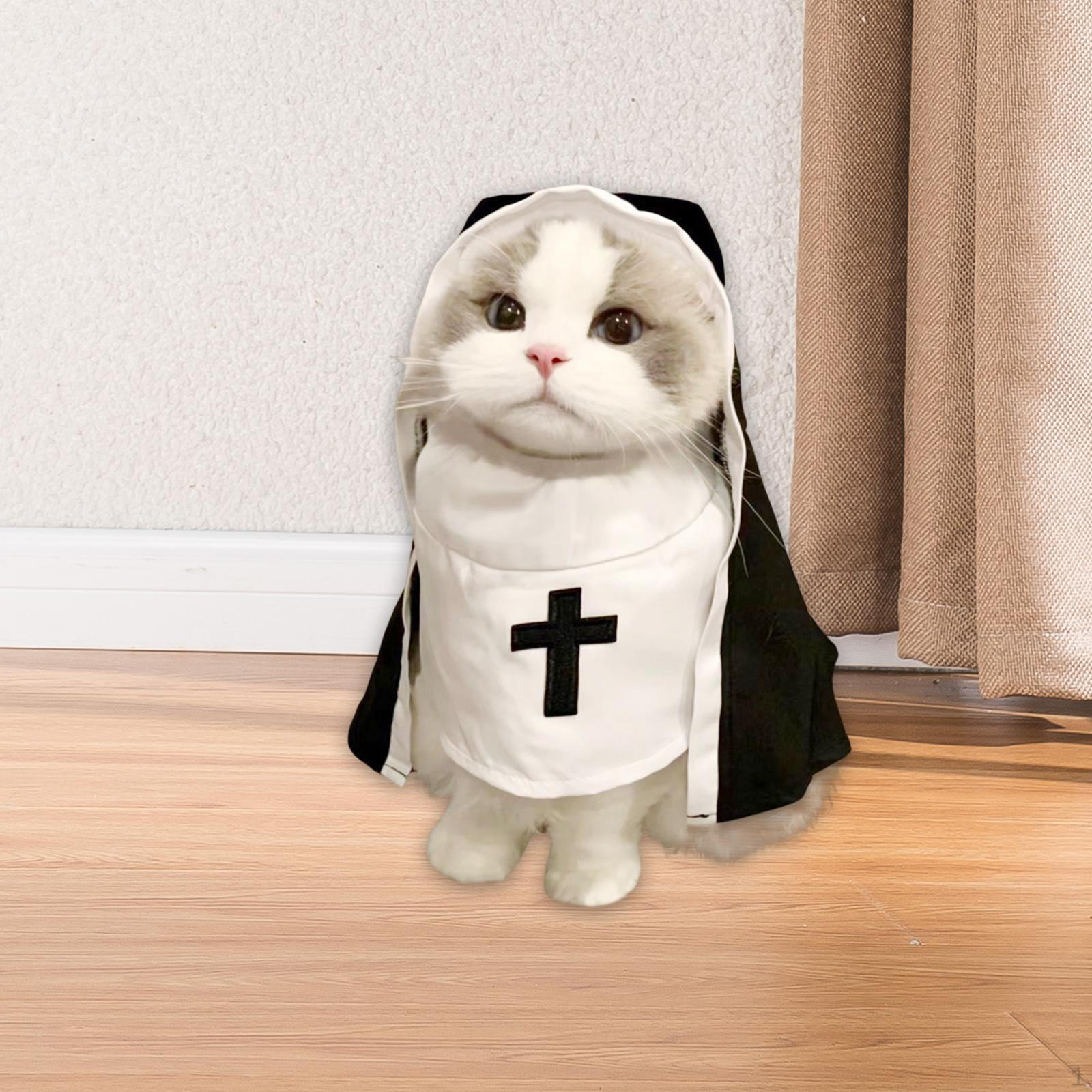 

Cloak Set for Pets at Festivals And Parties - Black White Nun Dog Costume S