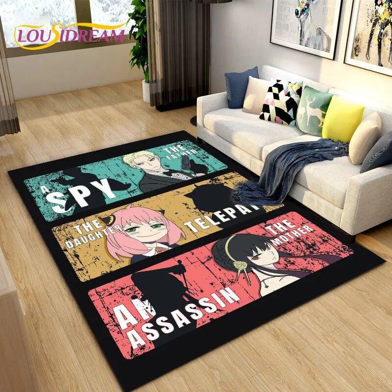 SPY×FAMILY Tapete de área de desenho animado japonês, tapete para sala de estar, quarto, sofá, capacho decorativo, tapete antiderrapante para crianças