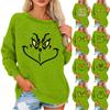 Women's Fashionable Round Neck Long Sleeved Christmas Printed Loose Plush Warm Pullover Top