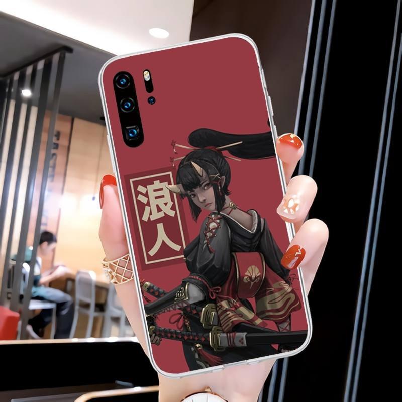 Custodia per telefono Samurai Gril da donna per Huawei P50 P40 P30 Pro Mate 40 30 Pro Nova 8 8i Y7P Honor Cover trasparente per telefono