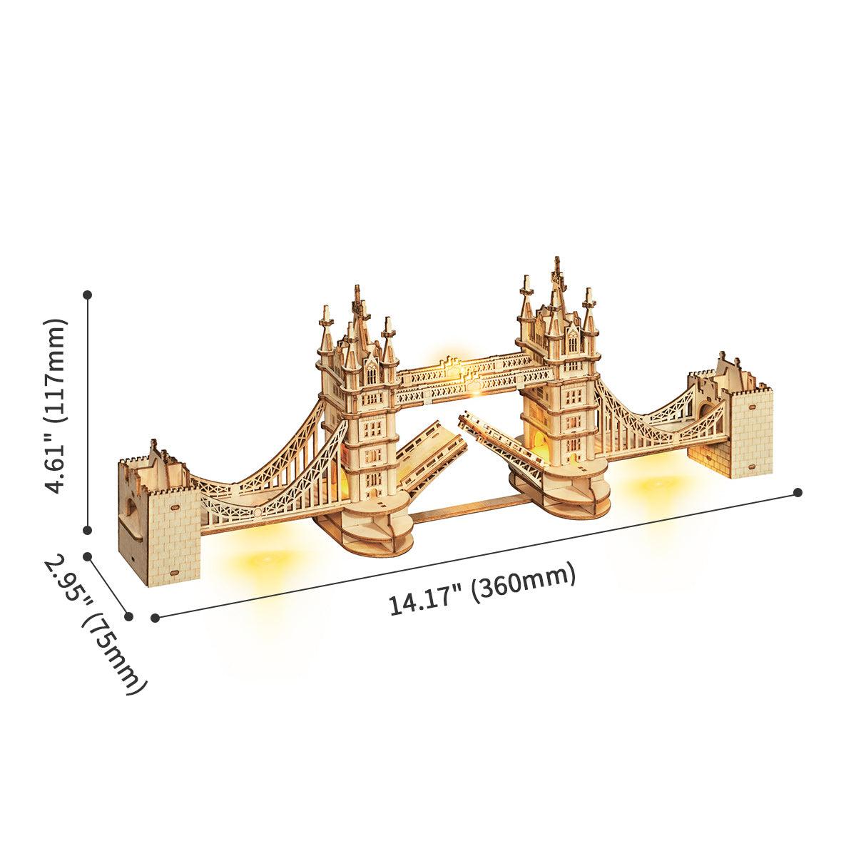 Robotime Men's Rolife Tower Bridge With Lights 3D Wooden Puzzle Tg412