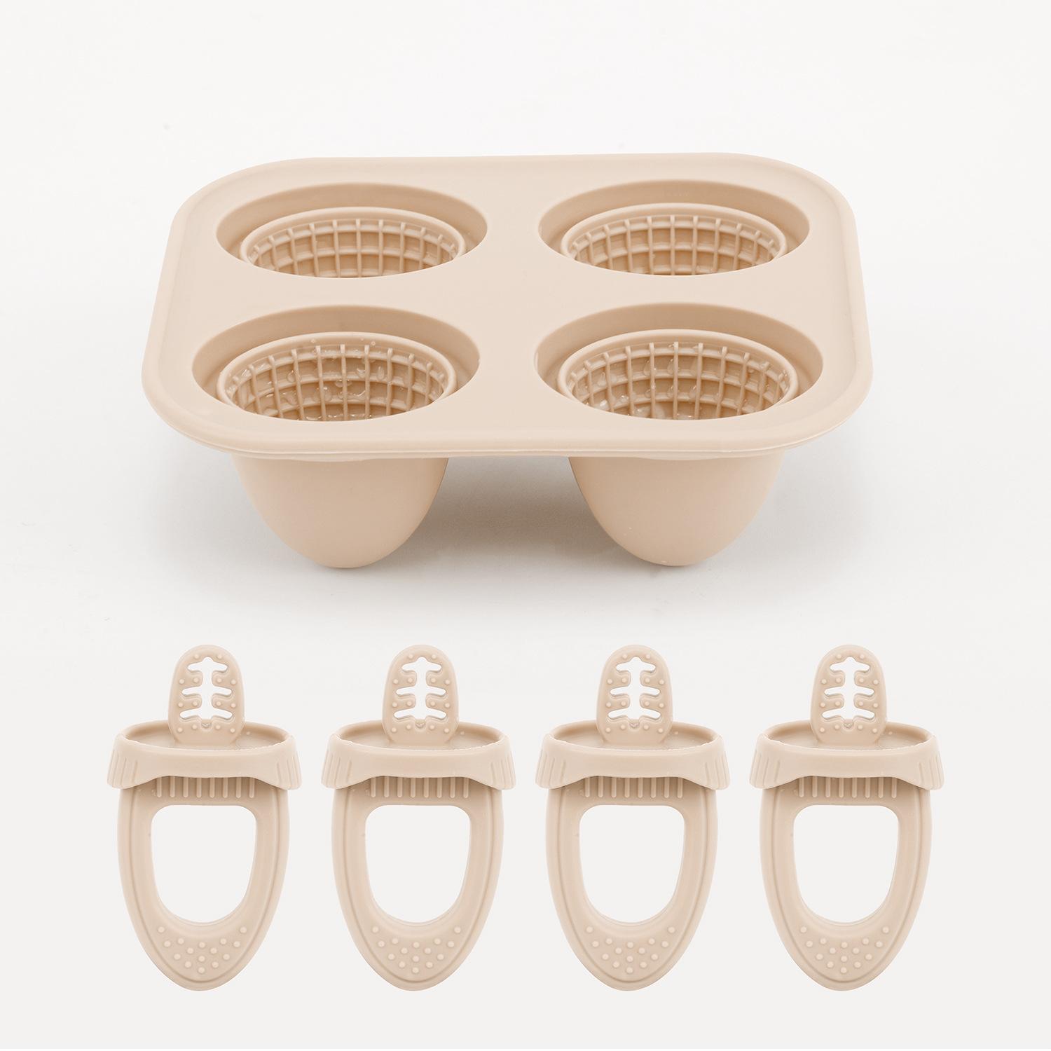 

Children s Cheese and Cheese Stick Mold Ice Cream Homemade Special Molds Large Food-grade Silicone with Lid Baby Popsicles Mould бежевий