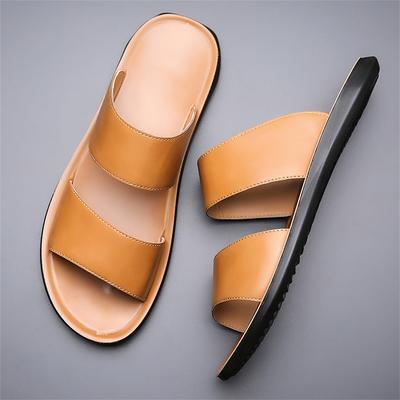 Gladiatoren Herren Luxusmarke PU-Leder Lässige Hausschuhe Sommer Neue Strandschuhe für Herren Rutschfeste Flache Sandalen