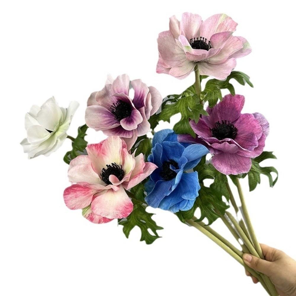 3D Printing Artificial Anemone Home Decorative Silver Lotus Flower Branch Fake Flowers Wedding Decoration Floral