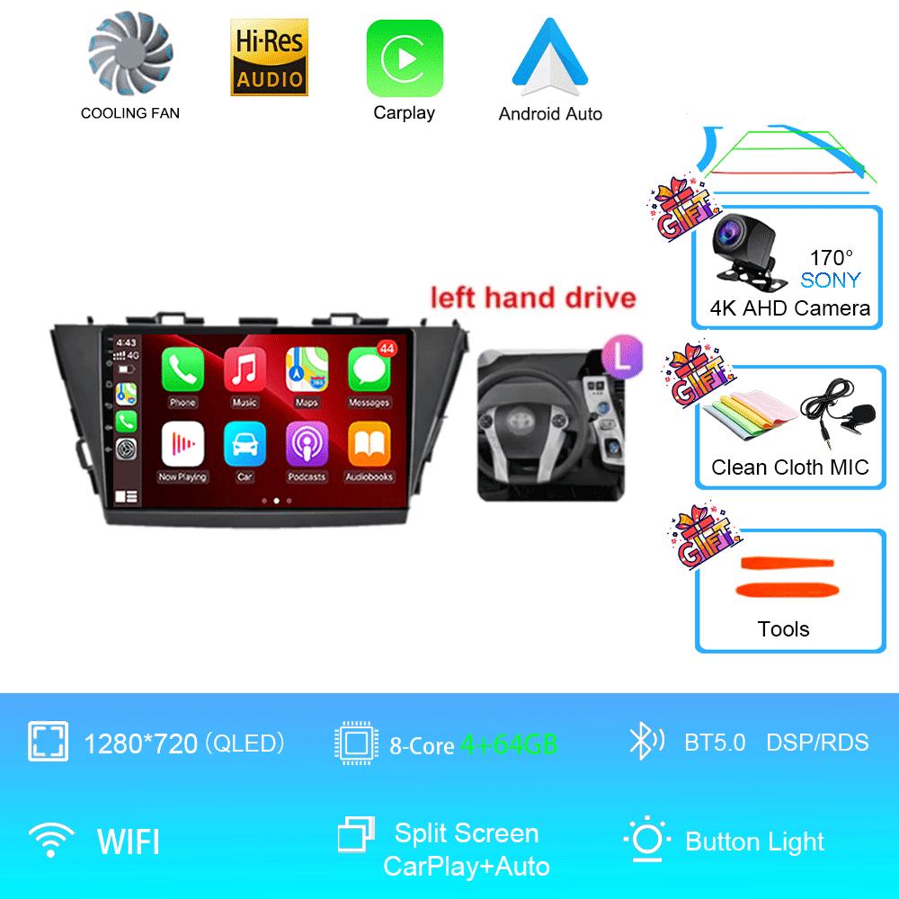 Radio auto 9" Android 14 pentru Toyota Prius V Plus Alpha 2012 2013 2014 2015 Player stereo Navigație GPS Carplay Auto LHD RHD DVD