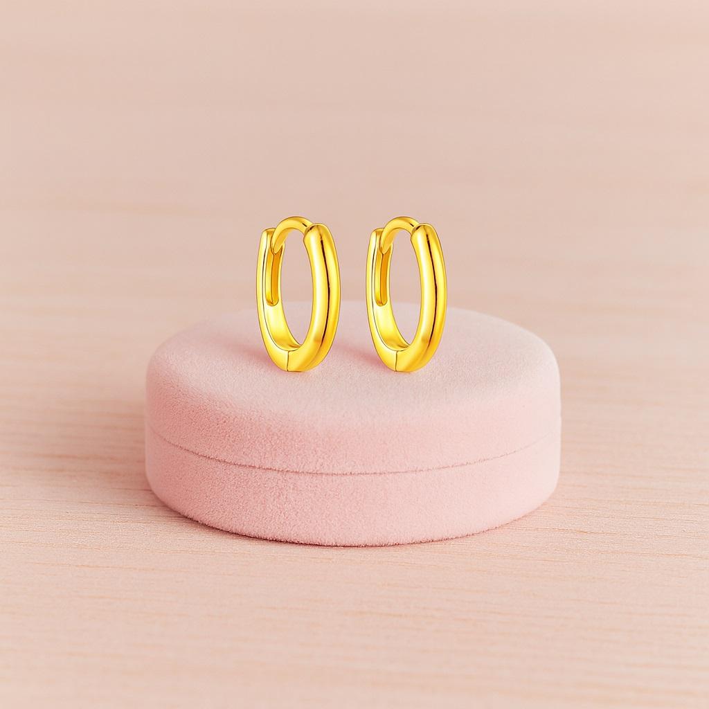 Minimalist Classic Hoop Earrings - 925 Sterling Silver Gold Plated