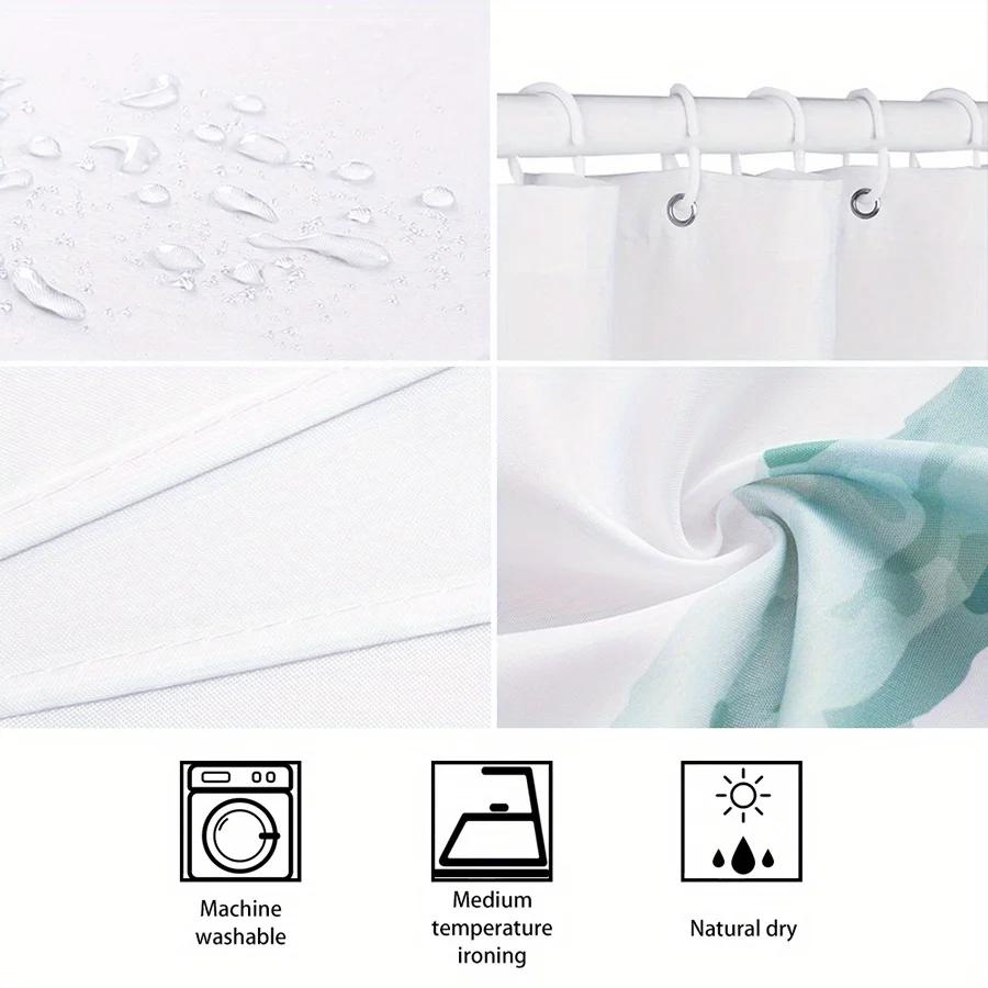 1Pc Rose Shower Curtain Pink Roses Black Vines Reflective Water Design Bathroom Decor With 12 Hooks 70.8X70.8Inch