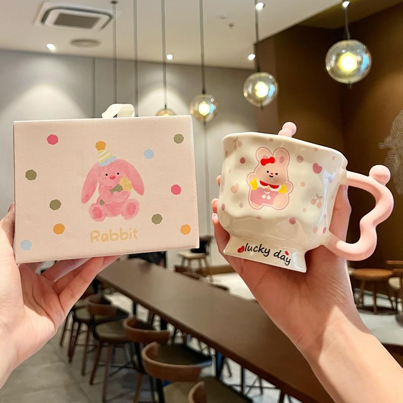 Ins Cute Cartoon Goblet Pacha Dog Mug Water Cup Couple Ceramic Cup Birthday Gift Girls Practical