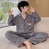 Boys Cotton Pajama Set Long Sleeve Hoodie Sleepwear Kids Teens 2026 Soft Cloud Home Wear