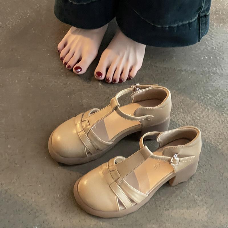 Retro Mary Jane Sandalen Damen Sommer neue Kleidung vielseitig mit Rock Plateau-Sandalen