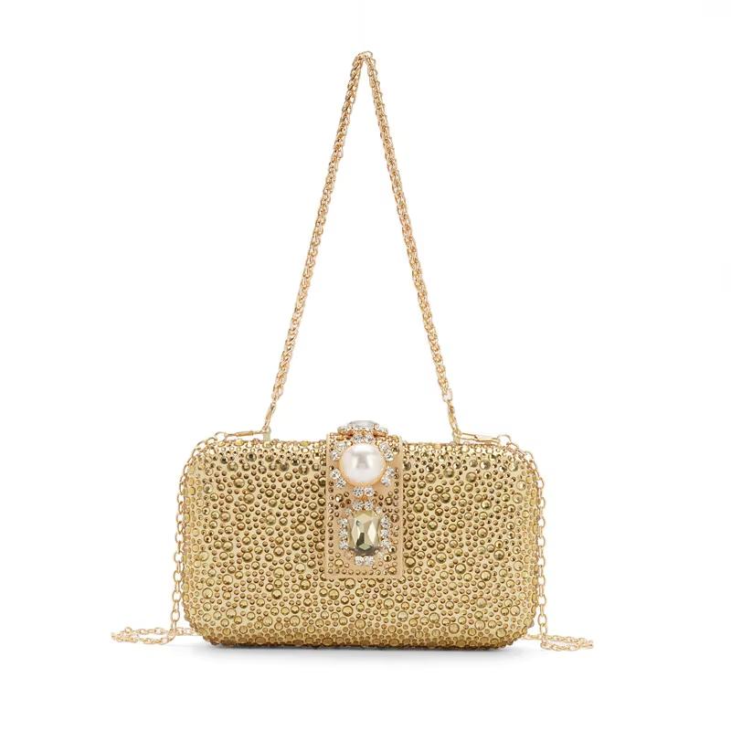 Neue Mode-Designerin Damen Große Diamant-Abendtasche Glänzender Strassstein Perle Hochzeitsfeier Crossbody-Tasche Luxus-Clutch Handtasche