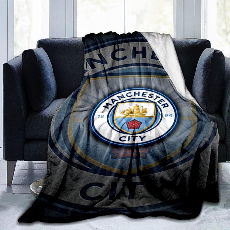 Couverture imprimée City Football Club Couvertures douces en flanelle pour canapé lit Cadeaux pour hommes femmes Couverture de pique-nique Cadeaux de Noël
