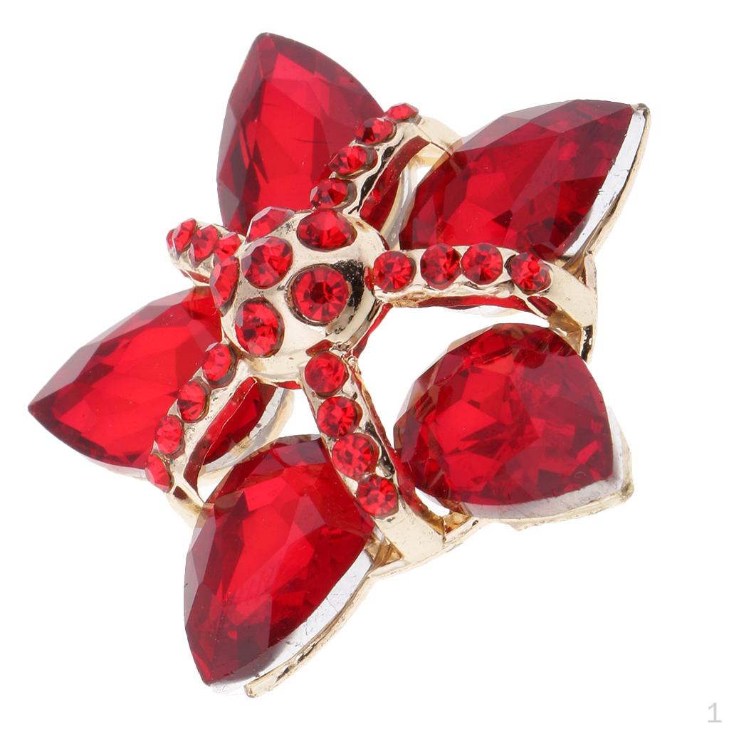 

1pc Diamante Crystal Rhinestone Floral Embellishment Buttons DIY Sewing Crafts Deep Red