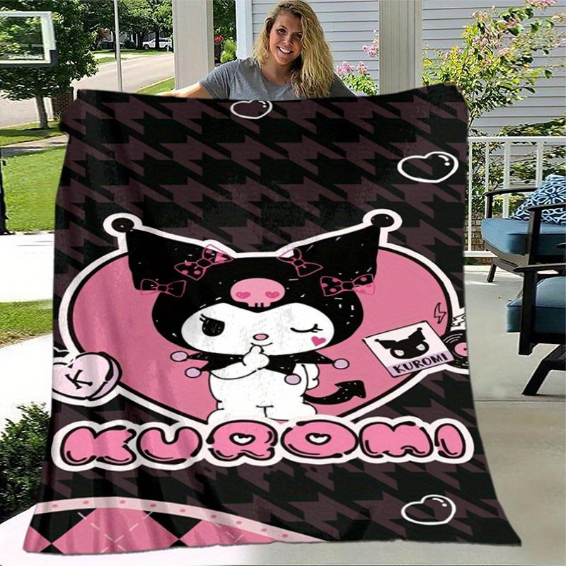 1pc. Cute Kuromi Cat Print Blanket - Perfect for Home, Office, Outdoor Use, Gift Idea, Suitable for Al