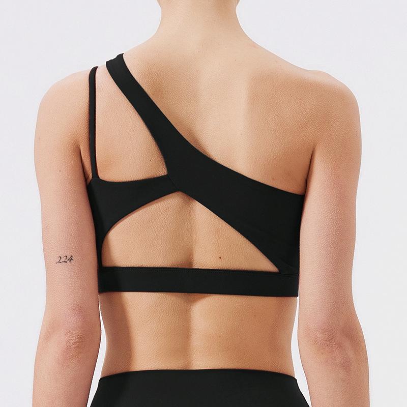 Gränsöverskridande Enaxlad Sport-BH för Yoga med Oregelbundna Band - Stötsäker, Vacker Ryggdesign för Fitness & Löpning