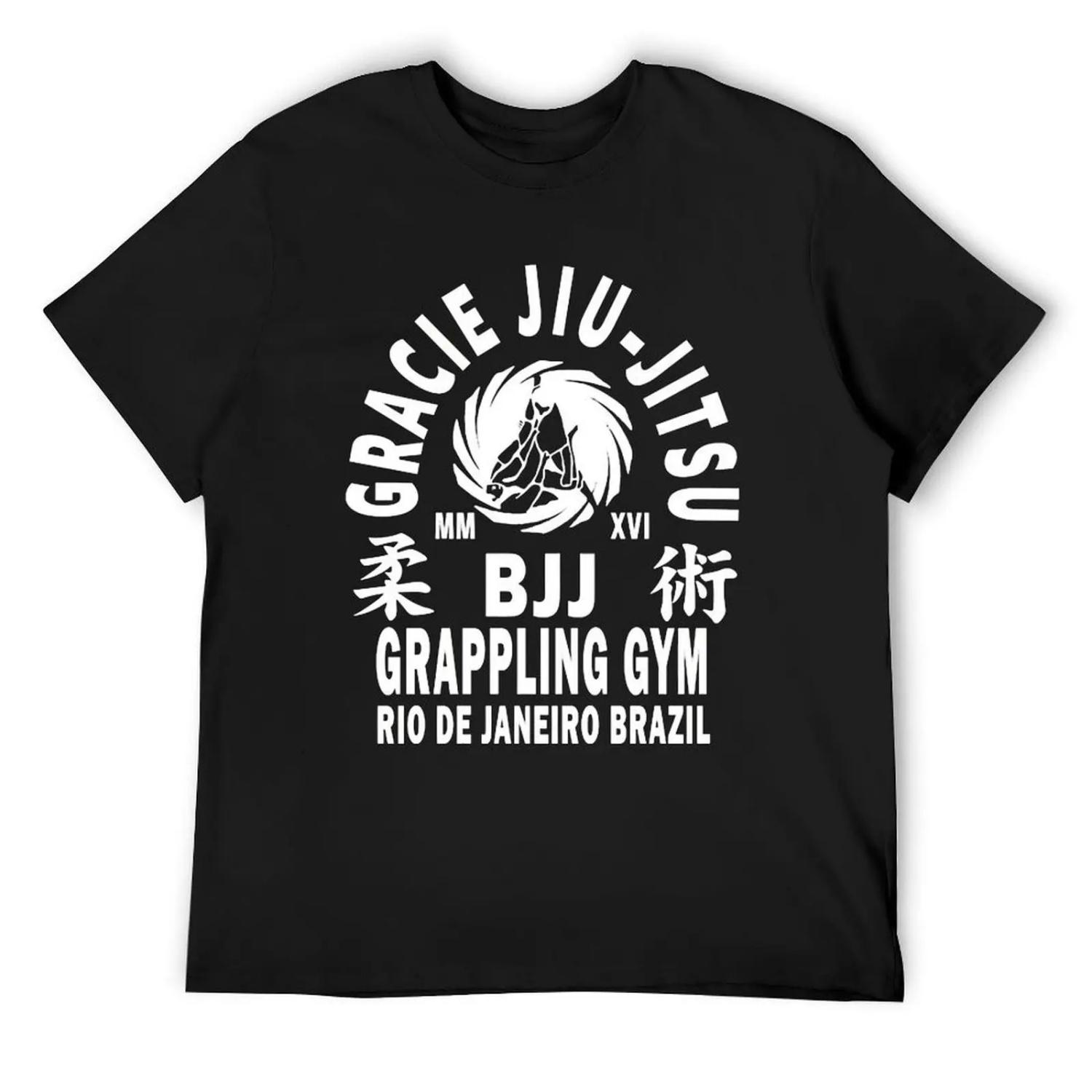 Gracie Jiu Jitsu T-Shirt sweat cotton graphic tees plain summer shirt mens white t shirts S