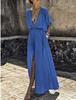 763 New Hot Selling Deep V Short Sleeve Split Dress