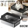 Xiaomi Stainless Steel Litter Box 60cm Cat Litter Box with Lid Semi-enclosed Litter Pan High-Sided Resistant Leak-Proof Cat Litter Mat