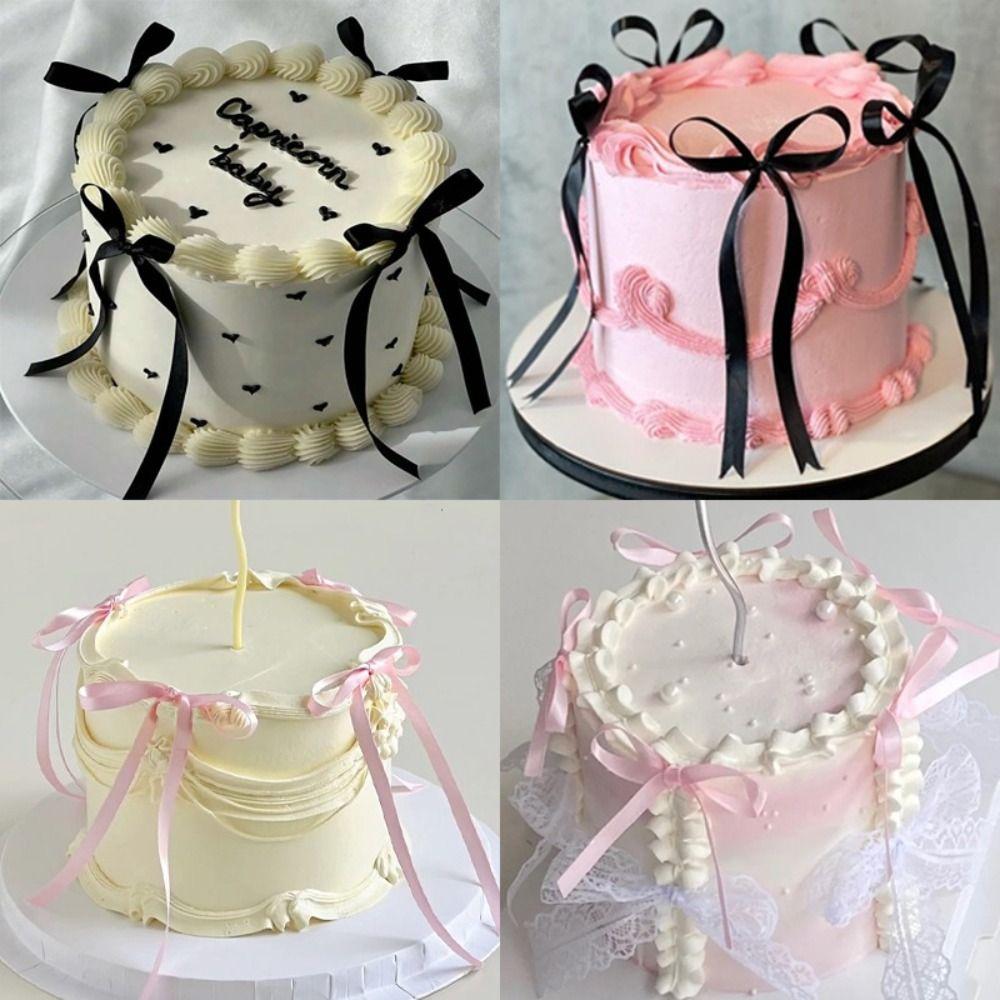 20Pcs Cartoon Cake Decorating DIY Satin Ribbon Bow Ribbion Cake Topper Cloth Cake Decoration Ornaments Birthday Party Decor