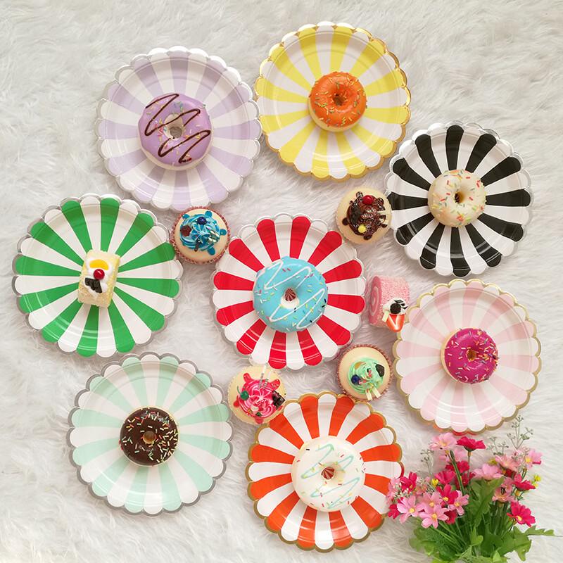 OIMG Disposable Hot Stamping Pink Paper Plates