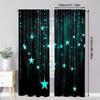 Set Of 2 Blue Tassel Stars Print Curtains Suitable Bedroom Living Room Kitchen Decoration Home Window Curtain For Sitting Made Polyester