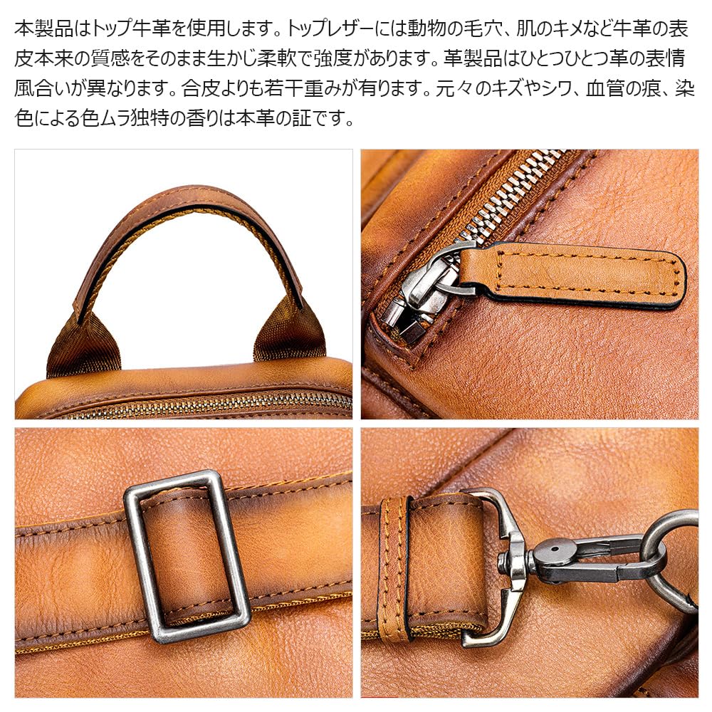 Whatna Antik-Stil Gerbte Natürliche Rindsleder Ein Schultertasche für Herren, 3-Wege, Crossbody, Mini Body Bag, Brusttasche, Echtes Leder, Dick,