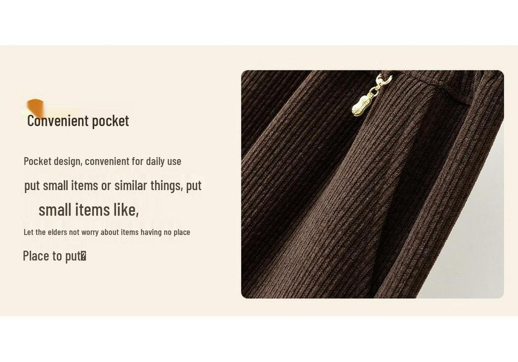 Mom's High-Waisted Striped Corduroy Pants - Spring & Autumn Casual for Middle-aged & Elderly