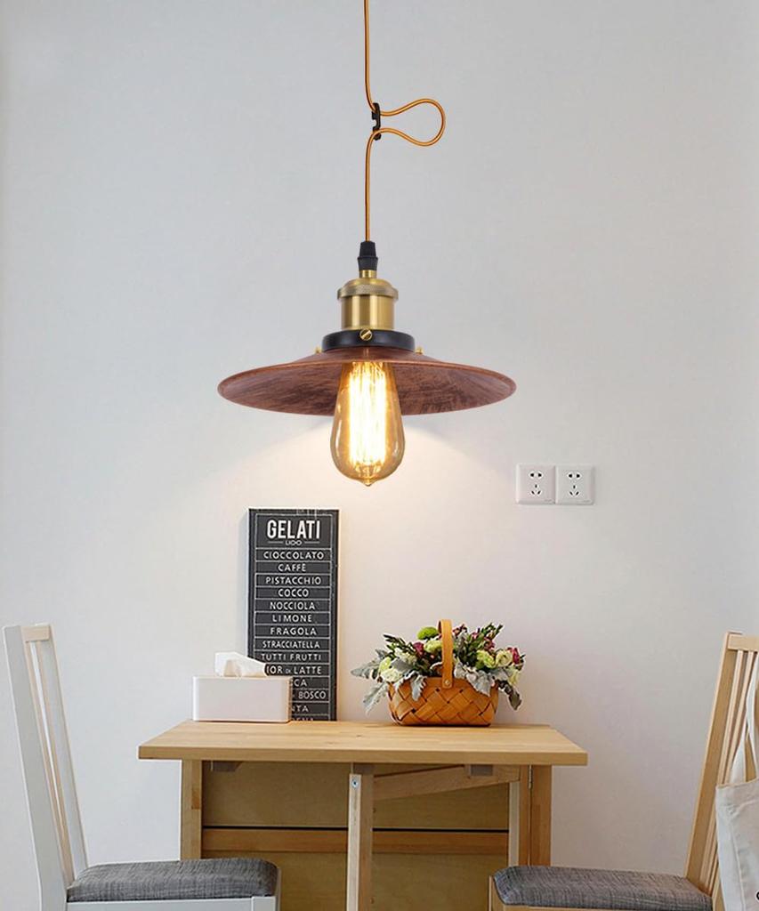 Retro Copper Pendant Light, Hanging Light, Ceiling Lamp, Nordic Style, Modern Industrial Style, E26 Base, Bulb Sold Separately, Steel Construction,