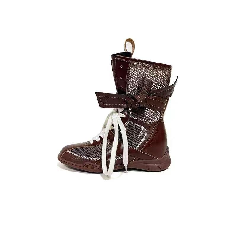 Small inner height increase duck hunting boots women's summer net boots boxing boots Martin short boots