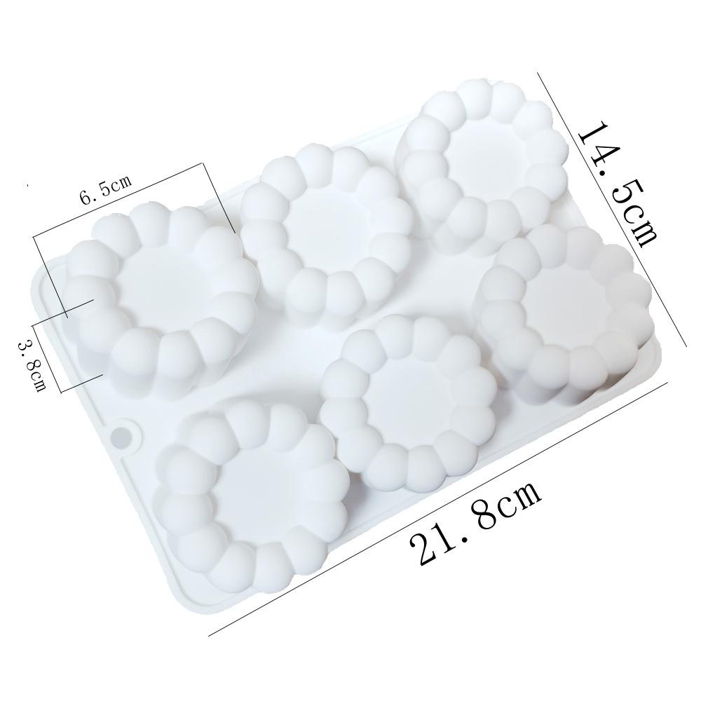 1 Pc 6 with Round Recessed Mousse Mold Small Flower Pot French Dessert Silicone Cake Mold Chocolate Jelly Mold Baking