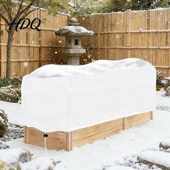 Thermal Insulation Plant Cover Garden Raised Bed Cover Freeze Protection Adjustable Drawstring