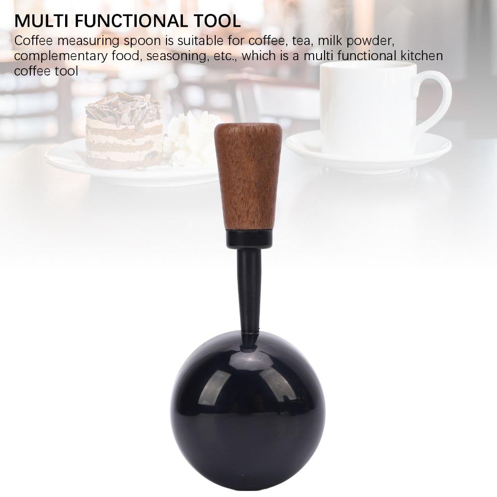 Kaffeelöffel im Vintage-Stil 304 Edelstahl Kurzer Holzgriff Teemesslöffel Schwarz 30 ml Fassungsvermögen Kaffeebohnenlöffel