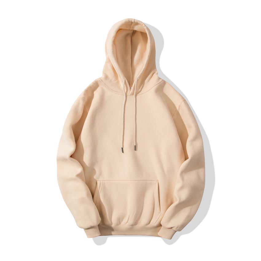 Unisex Solid Color Ribbed Cuff Hoodie Sweatshirt
